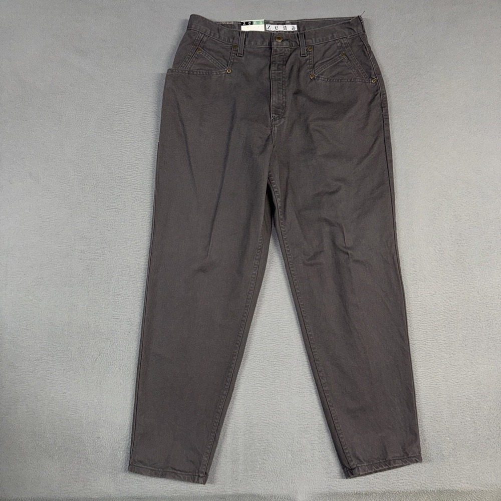 Zena Jeans Womens 16 Gray Relaxed Fit Tapered Stretch 100% Cotton Twill NWT VTG